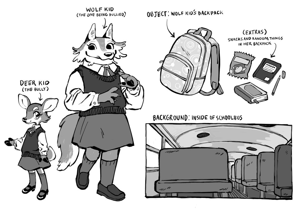 Concept Art - Sketches of characters, objects, and the environment for my children’s book, The Wolf Who Cried Deer