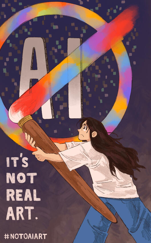 Real Art - Protest poster about fighting against the use of Ai in artwork