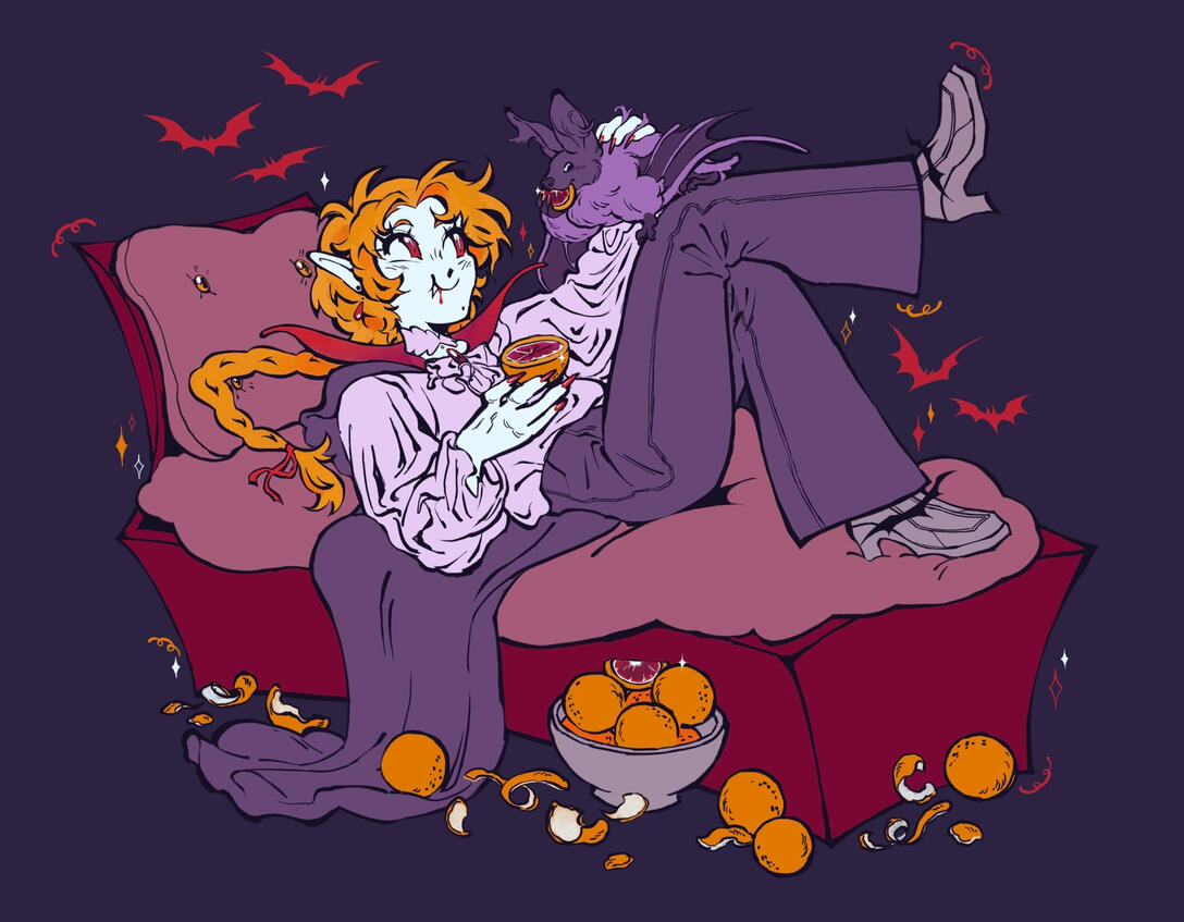 Blood Oranges - Illustration of the “Vampire” prompt from the Drawtober 2024 challenge