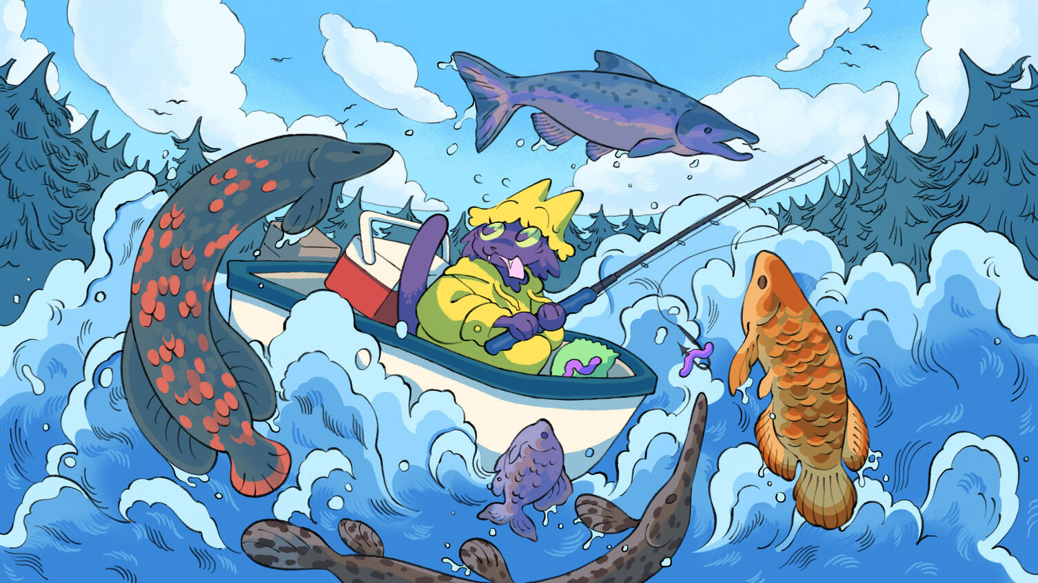 Fisherman Cat - Illustration for VR Landscape assignment